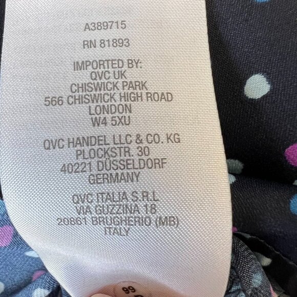 Jason Wu - Women's 1X Blouse Navy Polka Dot Long Balloon Sleeve V-Neck - Picture 9 of 13